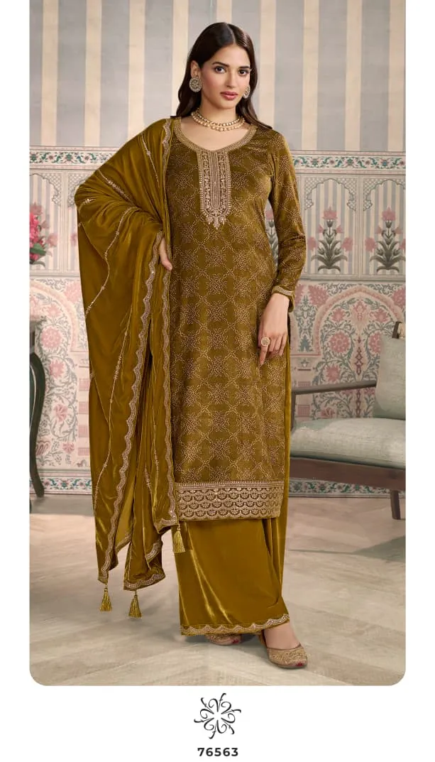 Vinay Kuleesh Mrinal Digital Printed Velvet Work Salwar Suit - Image 5