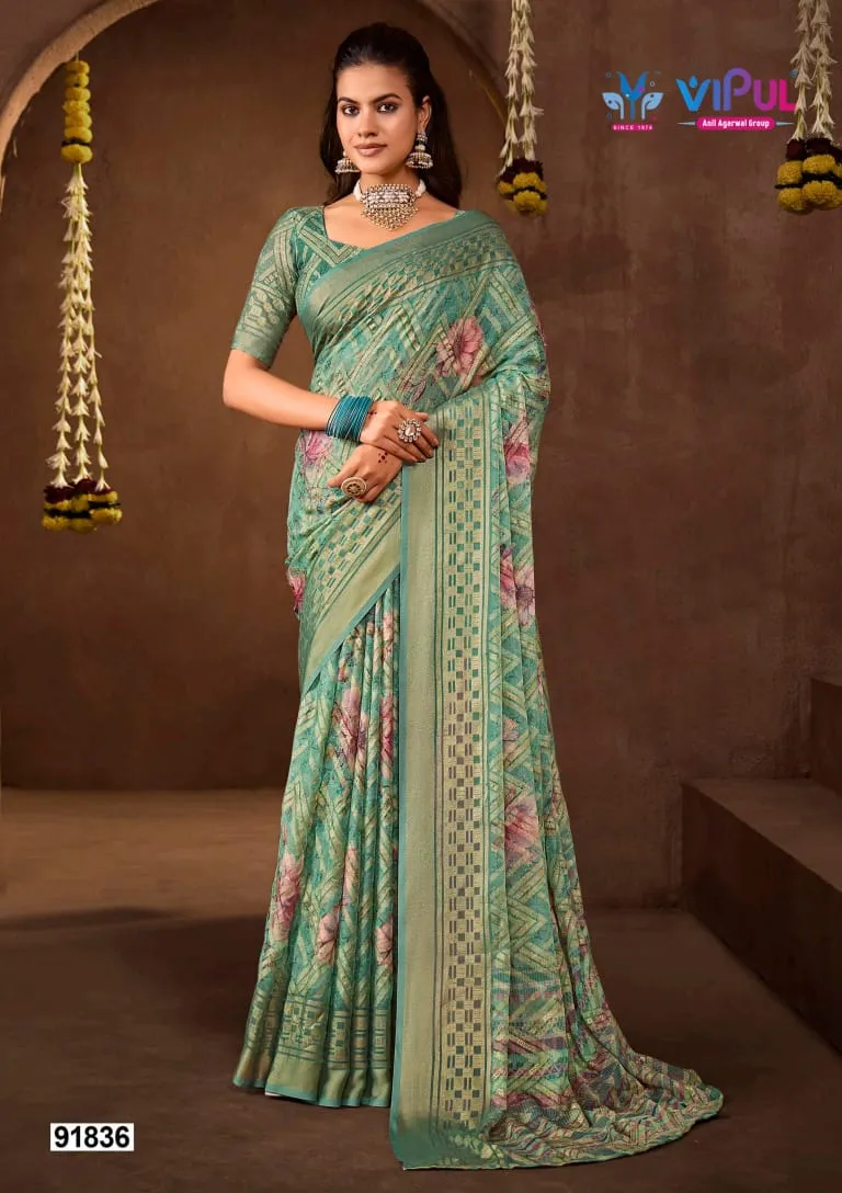 Vipul Javitri Vol 3 Brasso Casual Wear Saree Catalog