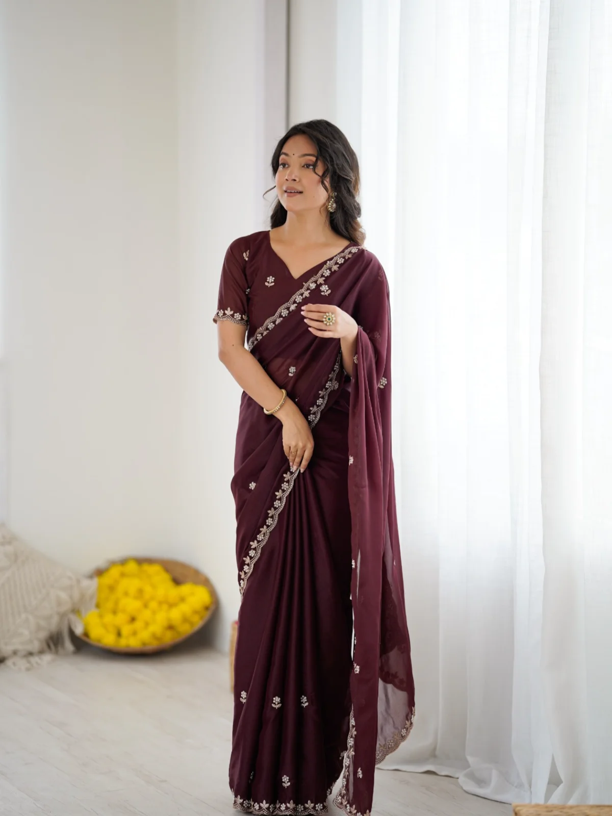 Bt 3147 Beautiful Star Georgette Zari Worked Saree - Image 6