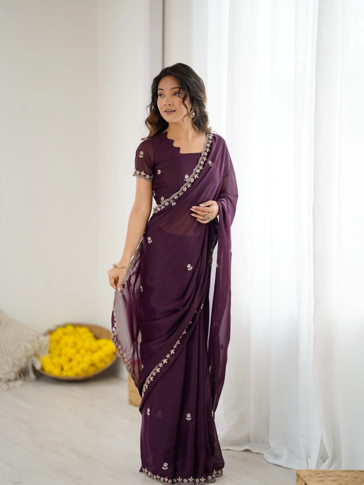 Bt 3147 Beautiful Star Georgette Zari Worked Saree - Image 5