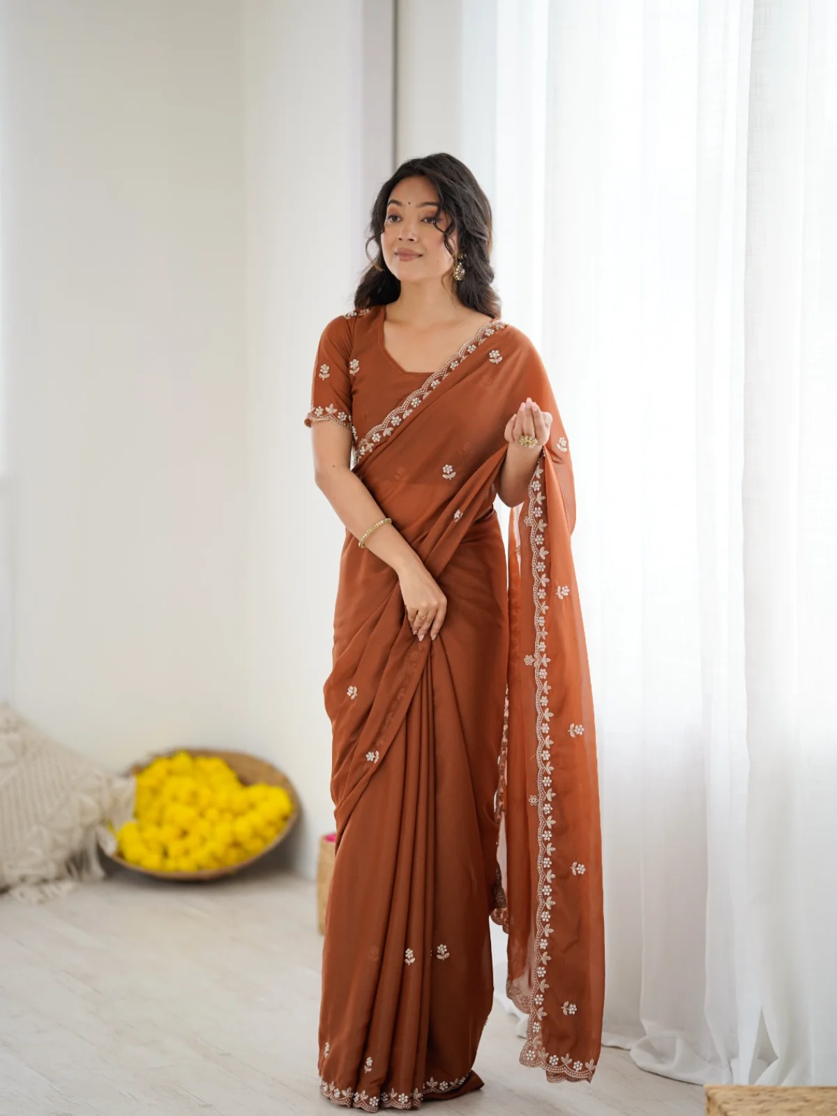 Bt 3147 Beautiful Star Georgette Zari Worked Saree - Image 3