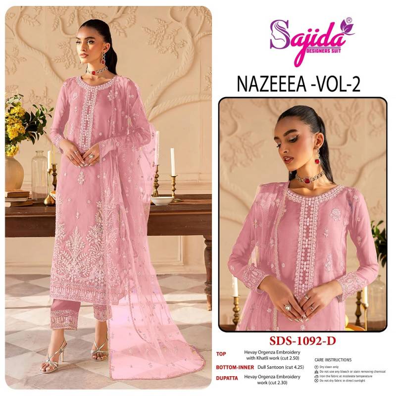 Sajida Nazeeea Vol 2 Organza Embroidered Salwar Suit - Image 2