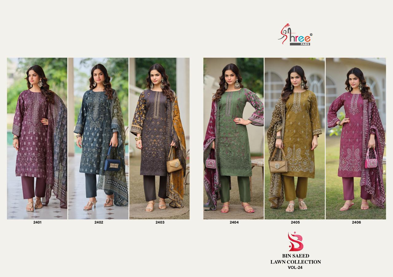Shree Bin Saeed Lawn Cotton Pakistani Suit Collection Vol 24 - Image 6