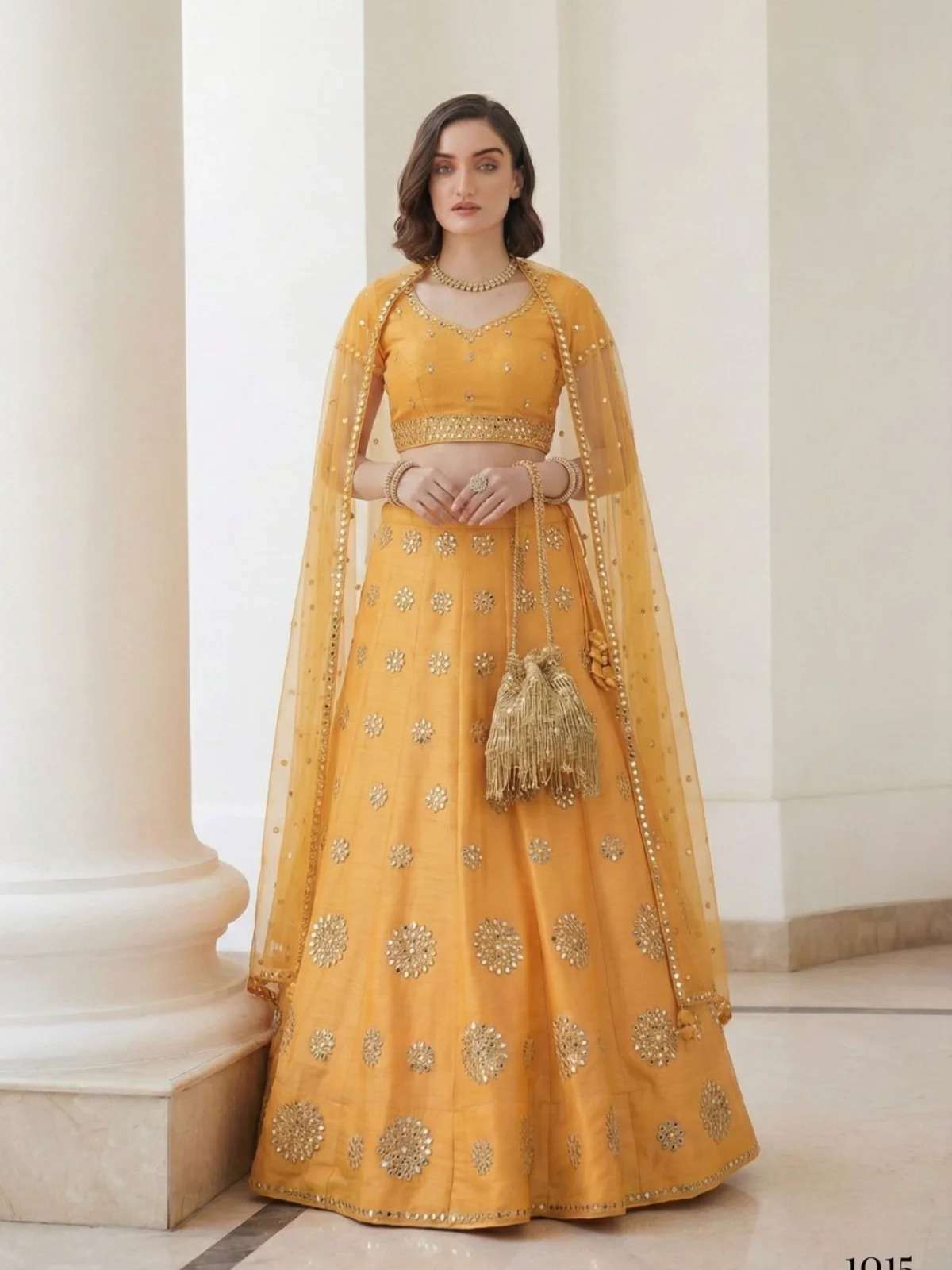 Alizeh Mirror Maze Yellow Colour Designer Mirror Work Lehenga Set