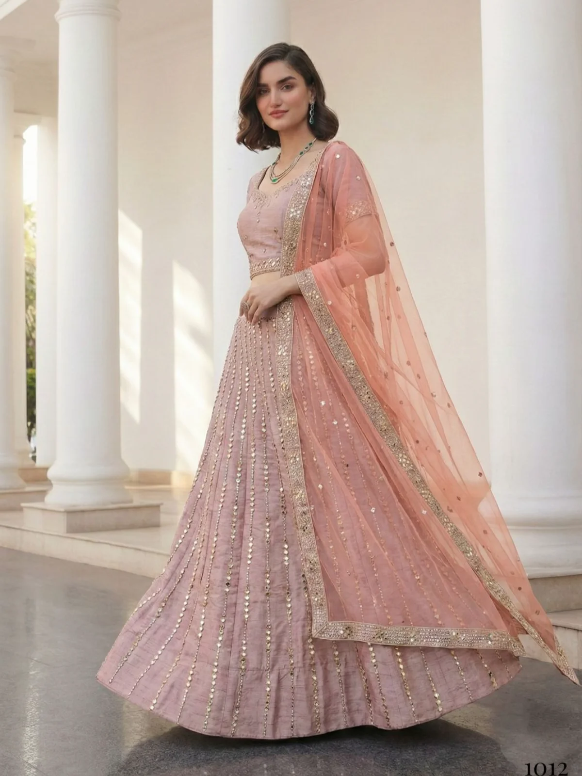 Alizeh Mirror Light Pink Colour Designer Mirror Work Lehenga Set - Image 3