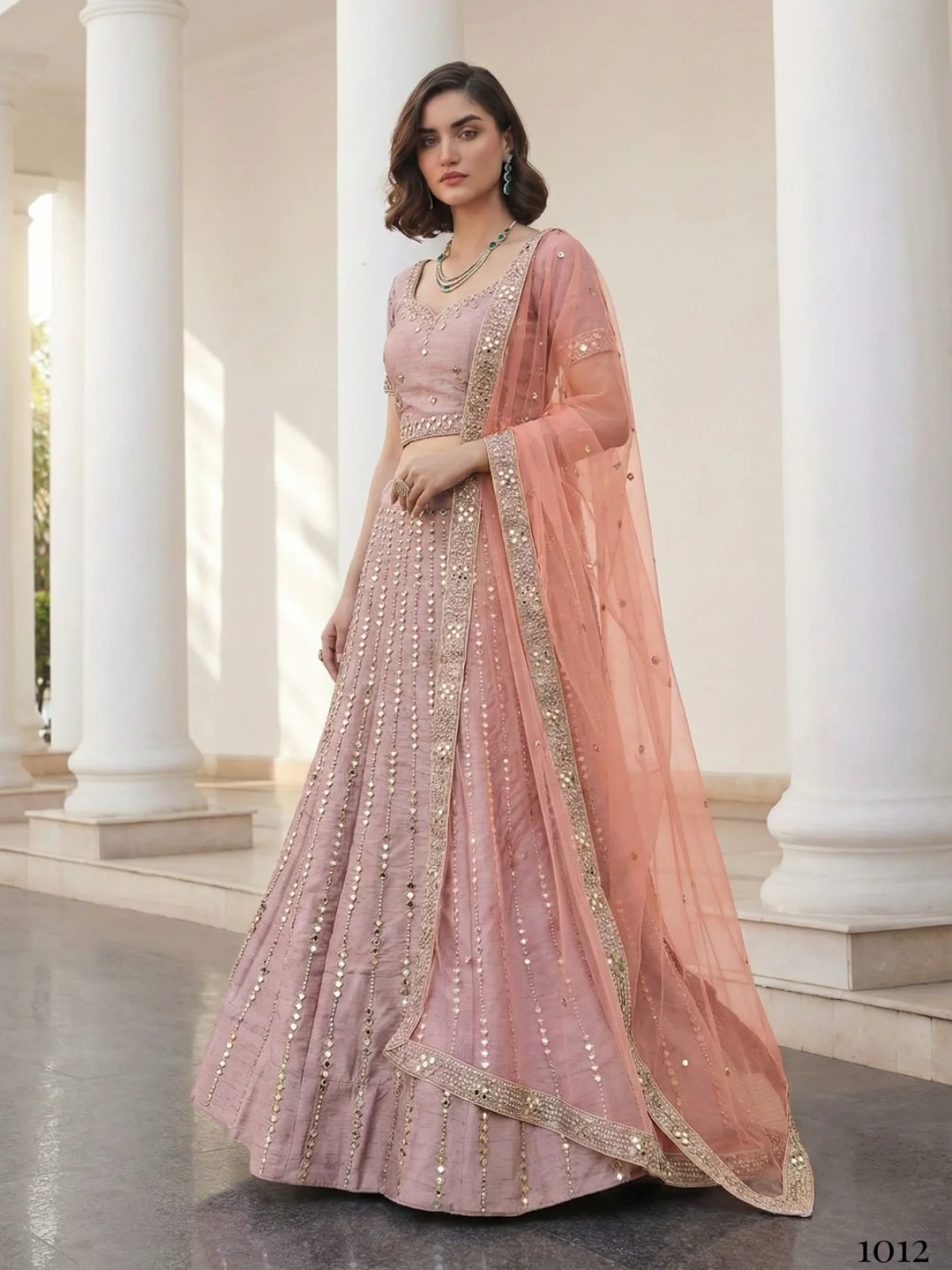 Alizeh Mirror Light Pink Colour Designer Mirror Work Lehenga Set