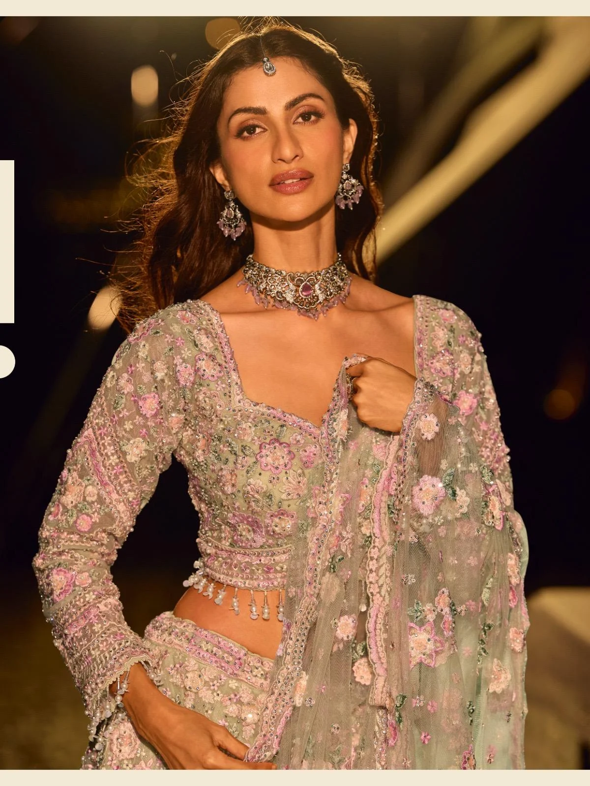 Sayuri Riyaasat Premium Bridal Pure Net Embroidered Lehenga - Image 2