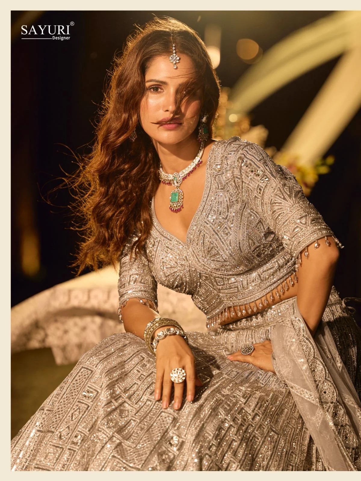 Sayuri Riyaasat Premium Bridal Pure Net Embroidered Lehenga Set - Image 2