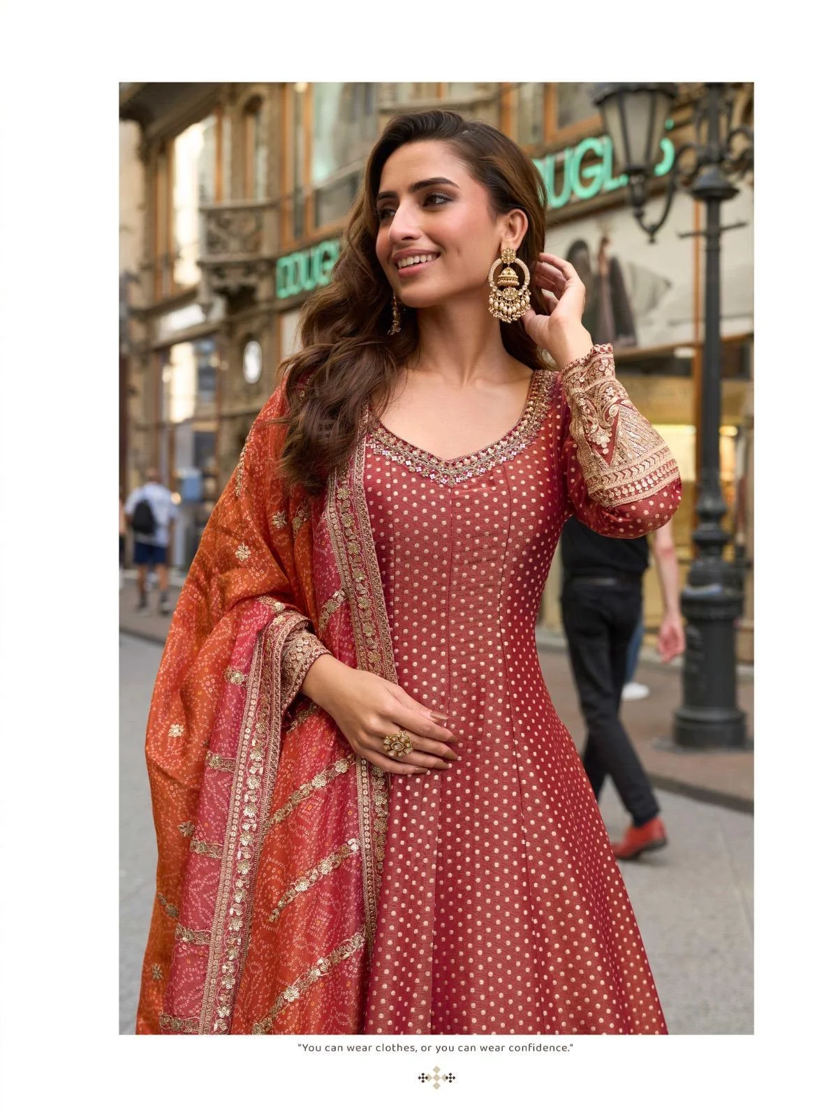 Sayuri Kusum Designer Viscose Jacquard Silk Gown With Dupatta - Image 10