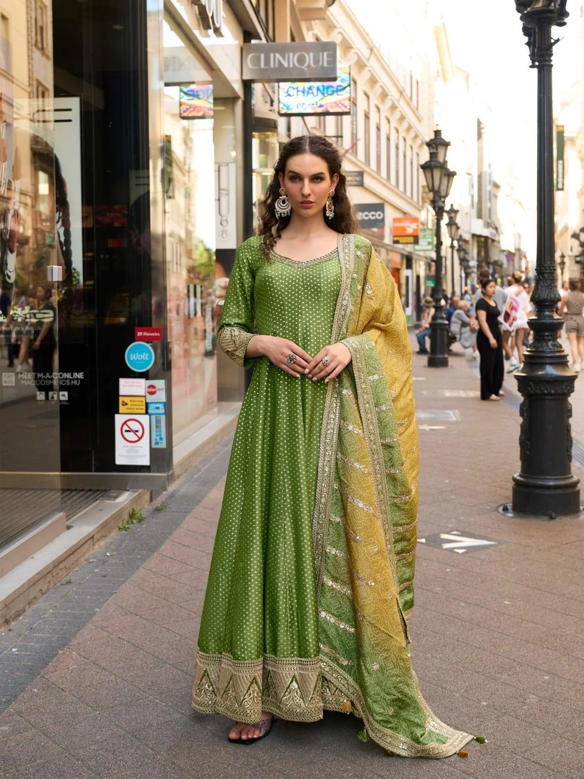 Sayuri Kusum Designer Viscose Jacquard Silk Gown With Dupatta - Image 5