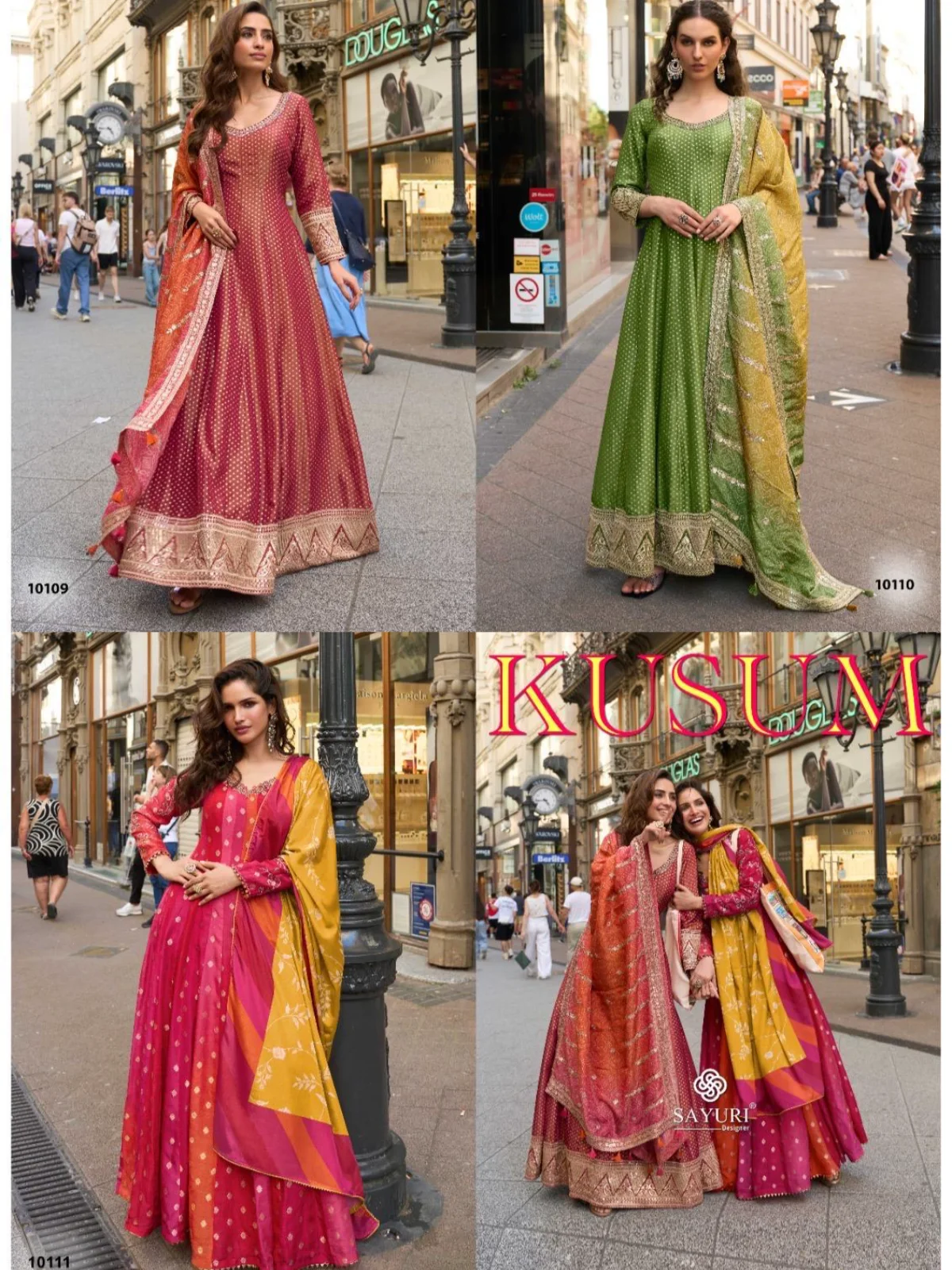 Sayuri Kusum Designer Viscose Jacquard Silk Gown With Dupatta - Image 3