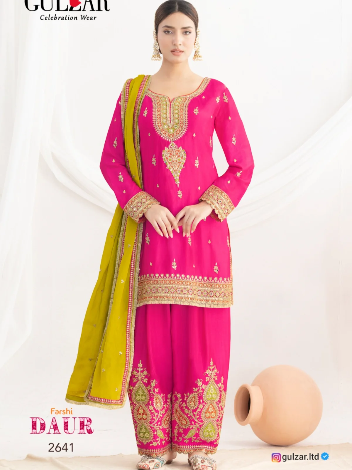 Gulzar Daur Premium Chinnon Embroidered Farshi Salwar Collection