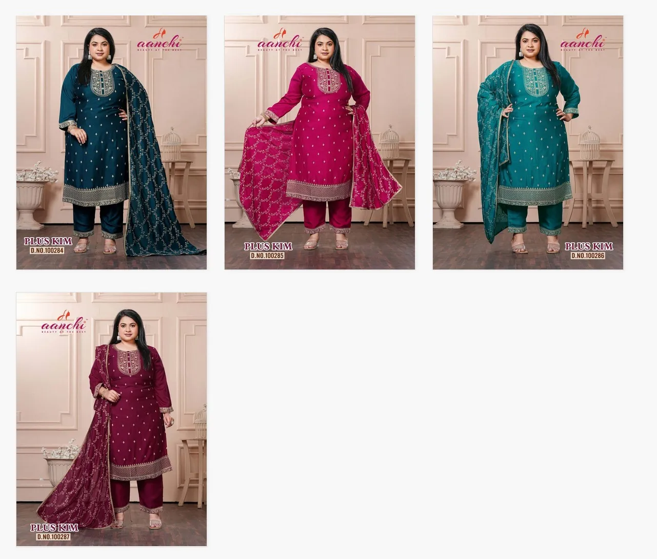 Aanchi Plus Kim Vichitra Silk Stylish Kurti Bottom With Dupatta - Image 5