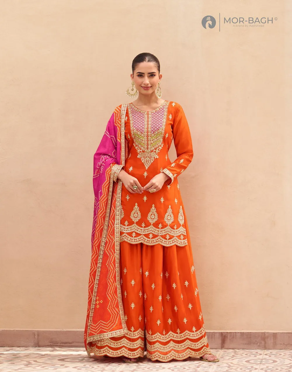 Aashirwad Mor Bagh Aruna Chinon Silk Salwar Suit Collection