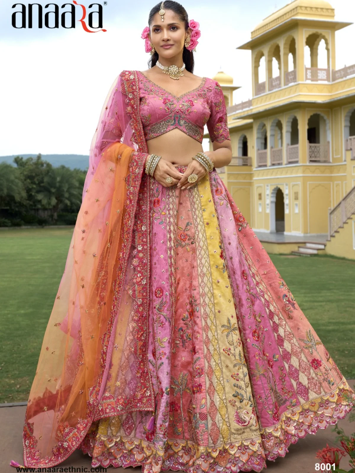 Anaraa Pastel Pink Designer Bridal Embroidery Lehenga Choli