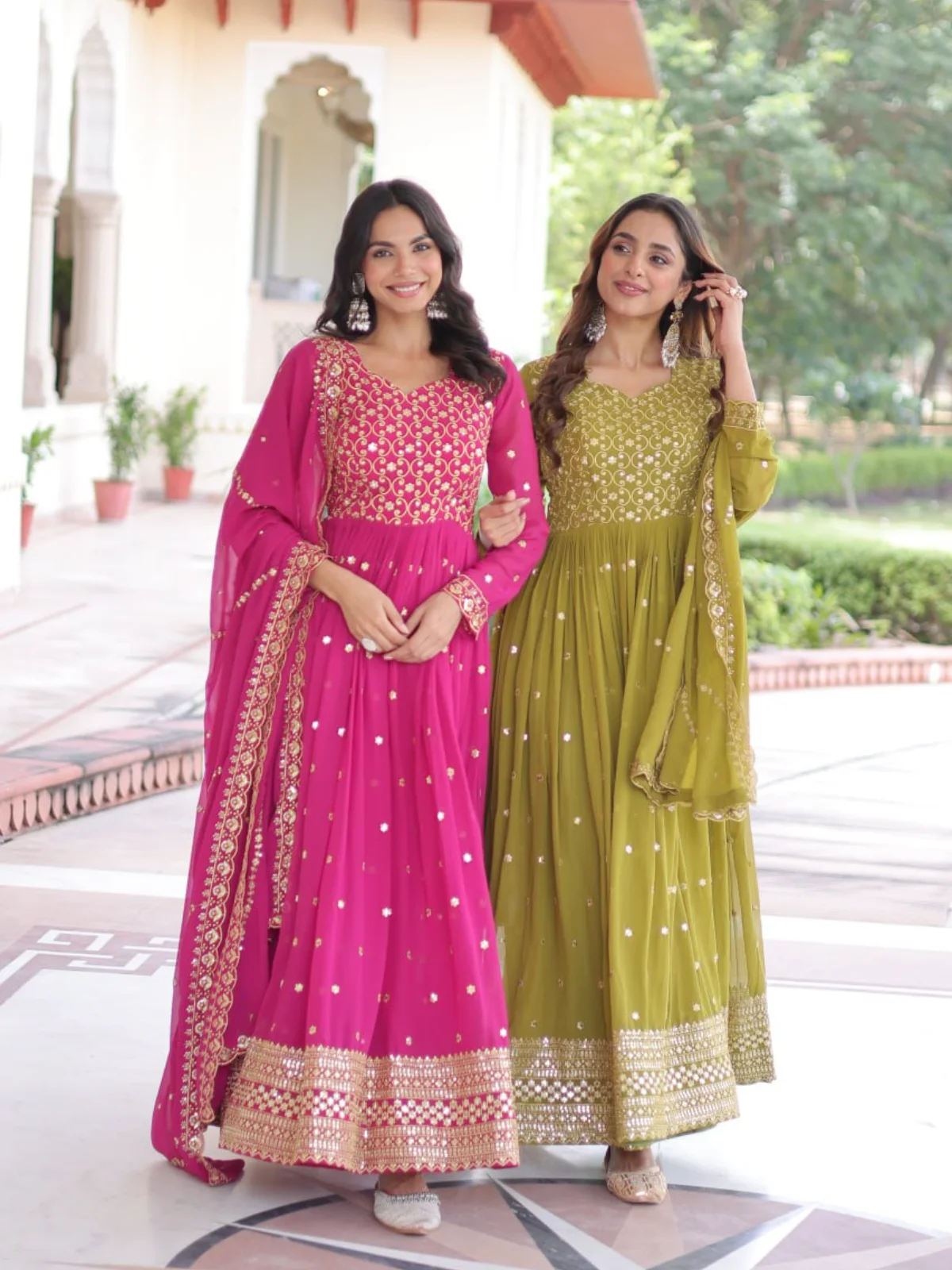 LW-9282 Faux Georgette Embroidered Gown with Dupatta