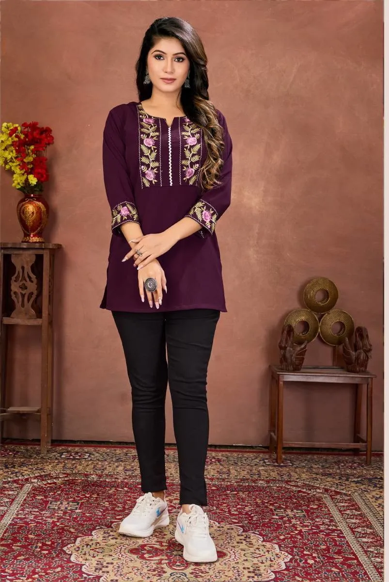 Moksh Niki Vol 1 Cotton Embroidery Work Fancy Short Top