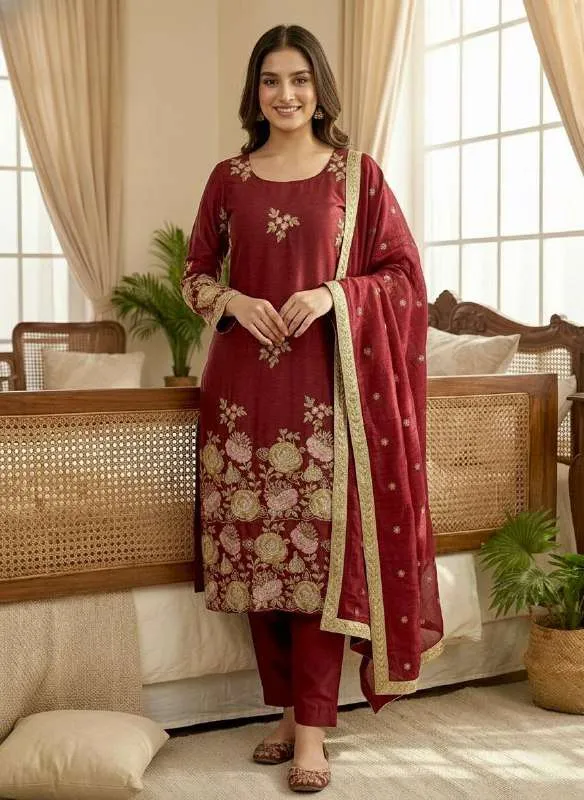 NSR 881 Silk Heavy Sequence Embroidered Designer Party Wear Ladies Suit