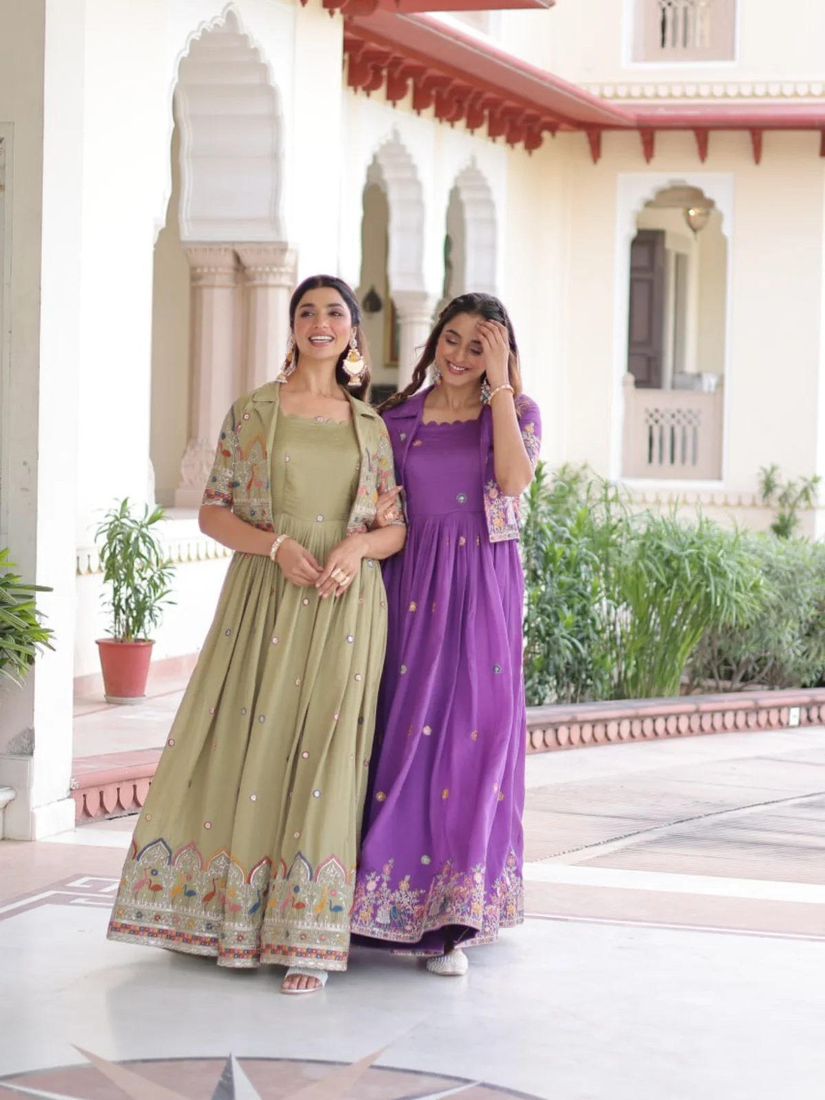 LW-9303 Premium Silk Readymade Gown with Embroidered Koti - Image 6