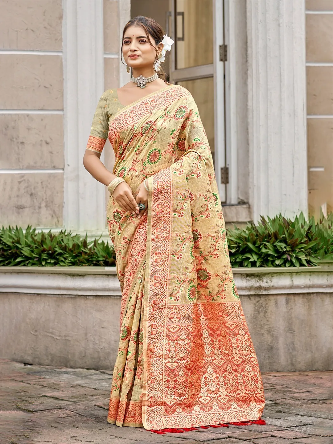 Priyanandani Cotton Silk Meenakari Work Designer Saree Collection