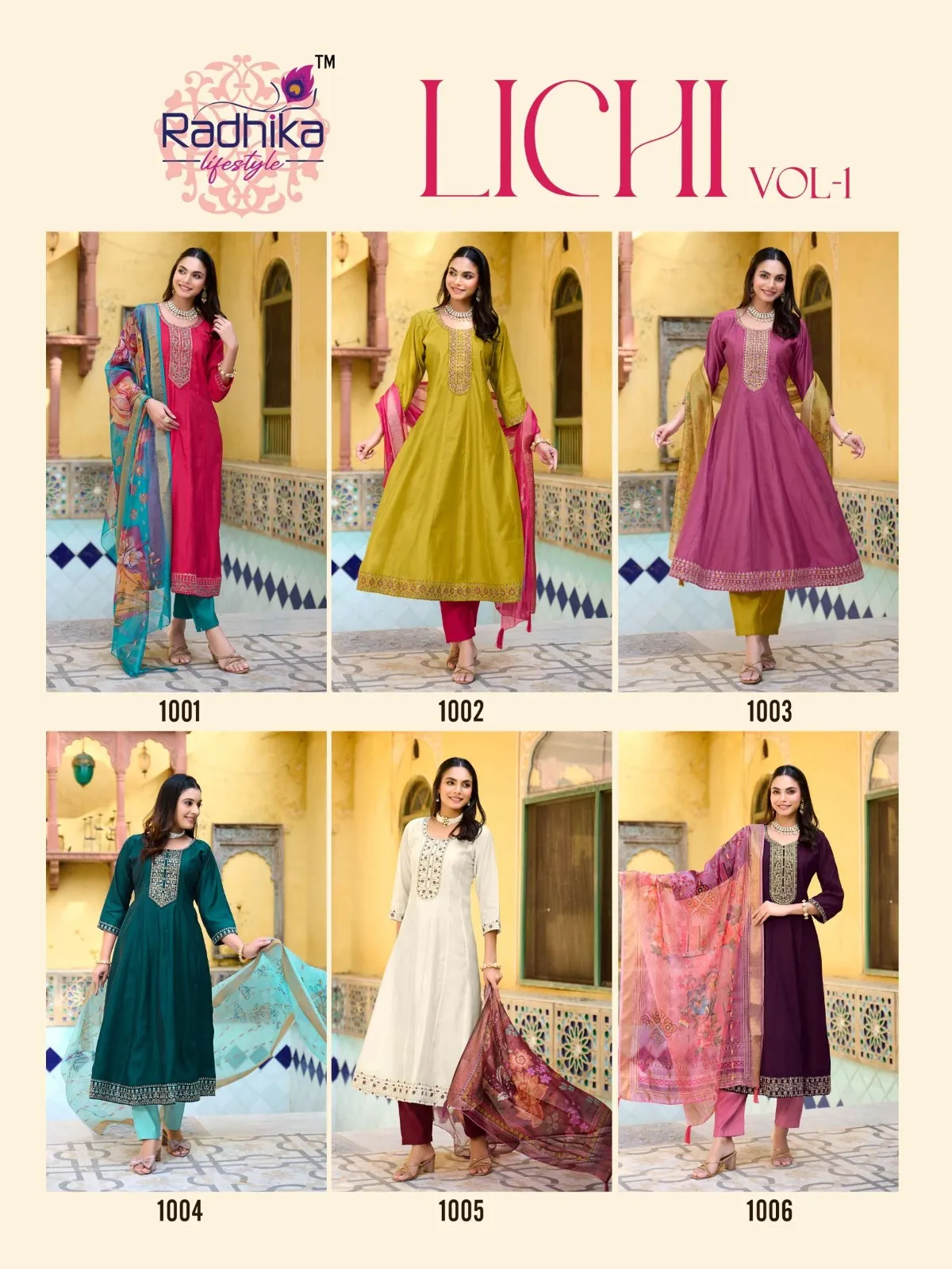 Radhika Lichi Vol 1 Roman Silk Embroidered Kurti Bottom With Dupatta - Image 6
