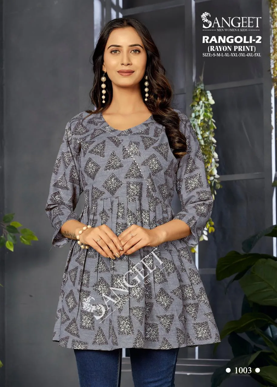 Sangeet Rangoli 2 Rayon Printed Stylish Ladies Top Collection - Image 2