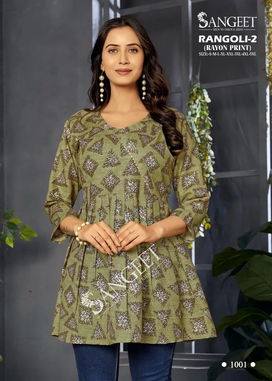 Sangeet Rangoli 2 Rayon Printed Stylish Ladies Top Collection - Image 3
