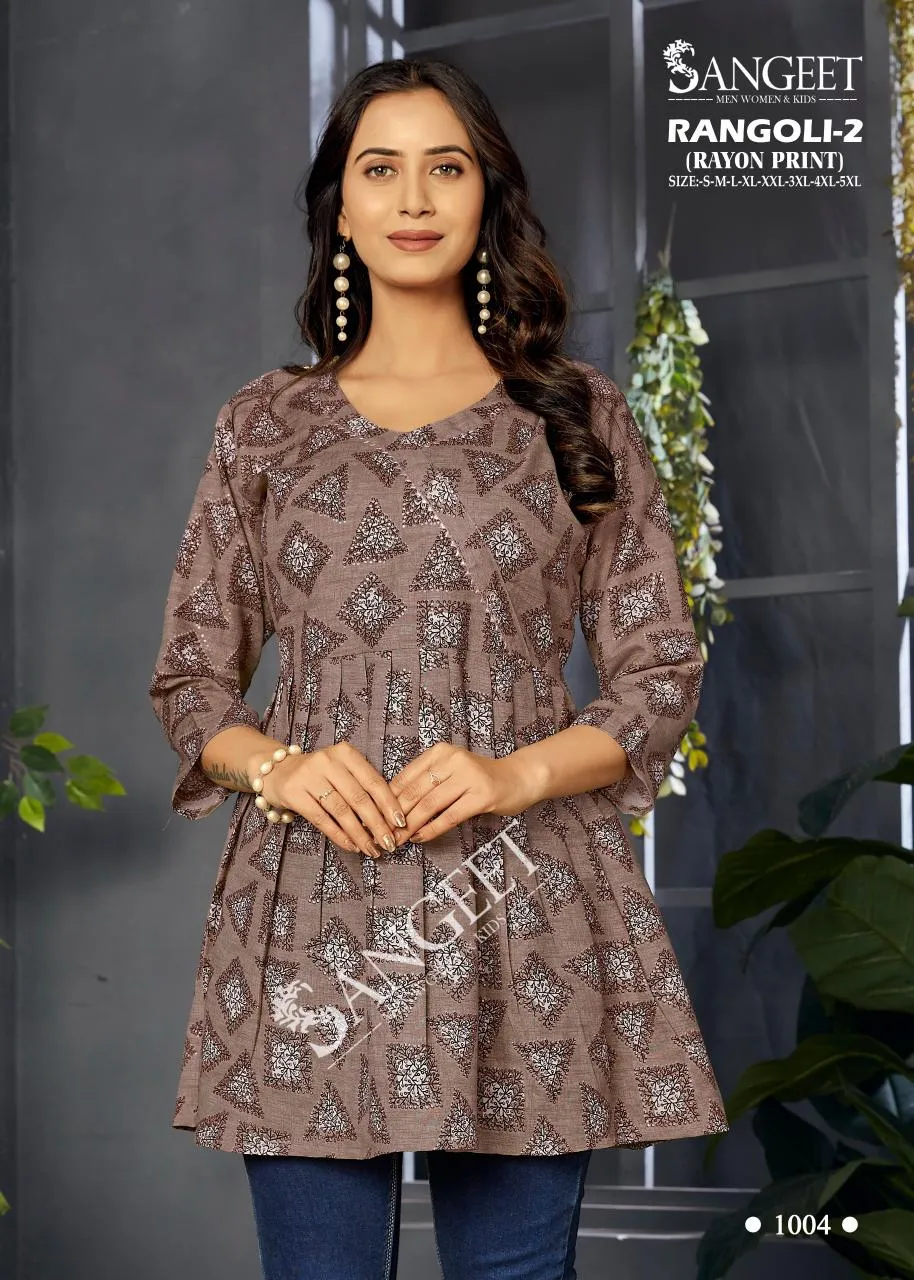 Sangeet Rangoli 2 Rayon Printed Stylish Ladies Top Collection - Image 5