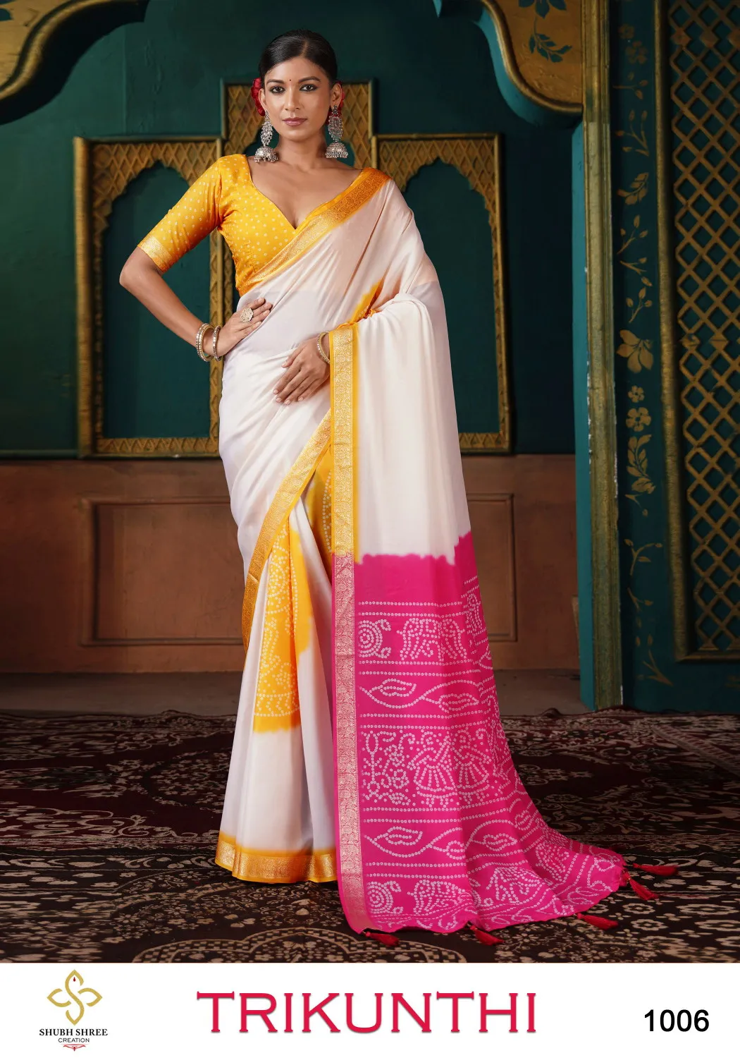 Shubh Shree Trikunthi Stylish Russian Crepe Saree Collection - Image 2