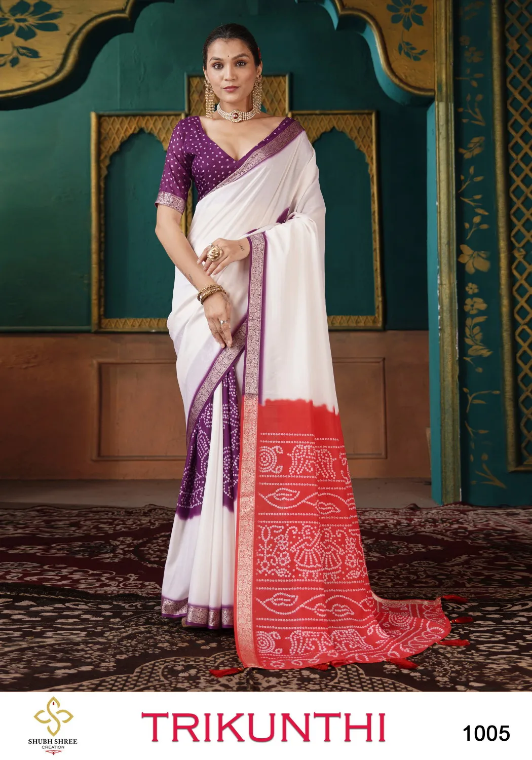 Shubh Shree Trikunthi Stylish Russian Crepe Saree Collection - Image 6