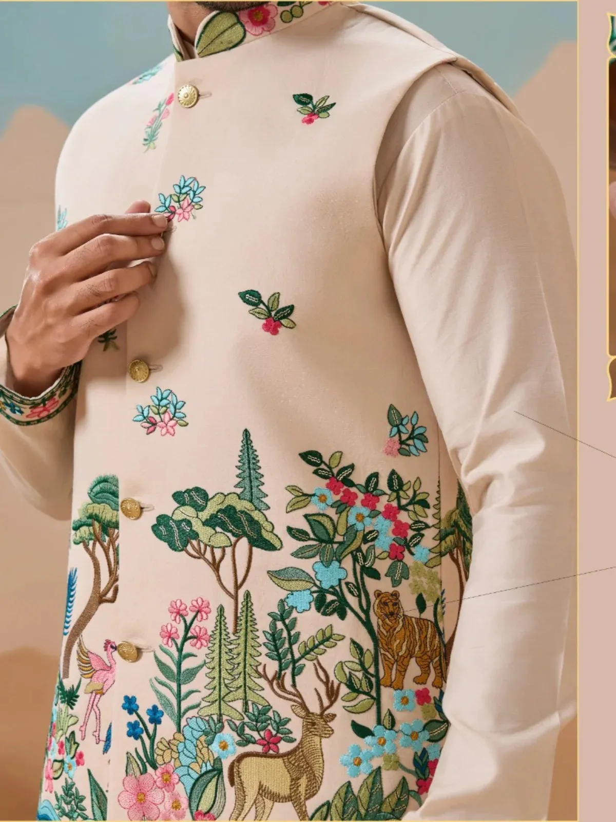 Shubhvastra Vantara Viscose Silk Threadwork Kurta Bottom Koti Collection - Image 10