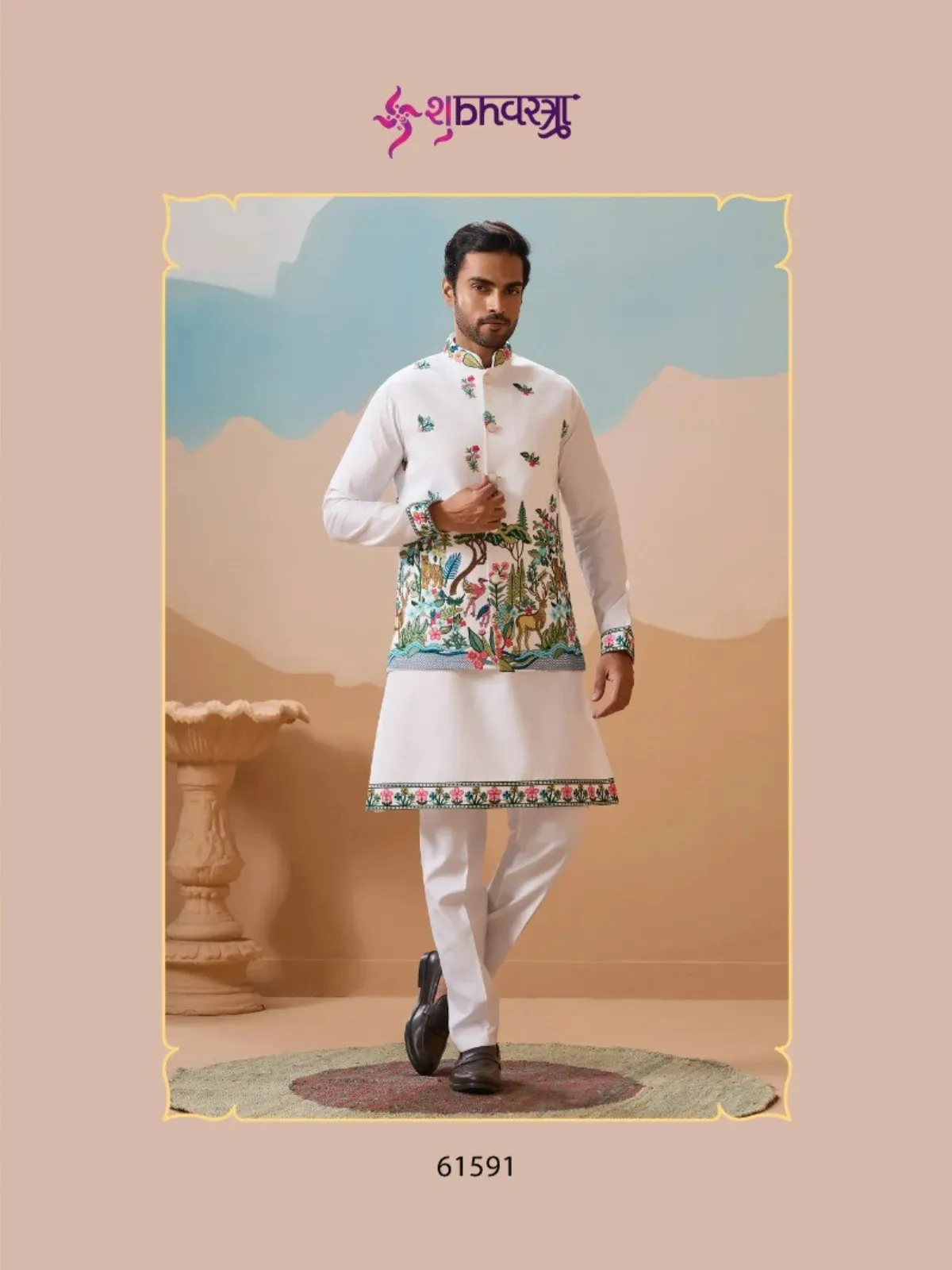 Shubhvastra Vantara Viscose Silk Threadwork Kurta Bottom Koti Collection - Image 13