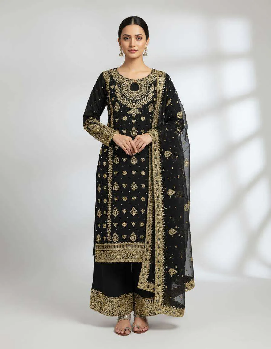 SRK 5214 Georgette Heavy Embroidered Designer Wedding Wear Suit