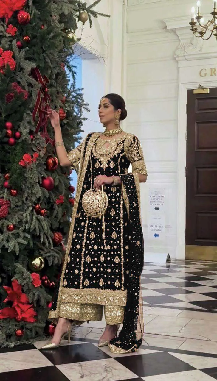 SRK 5214 Georgette Heavy Embroidered Designer Wedding Wear Suit - Image 2