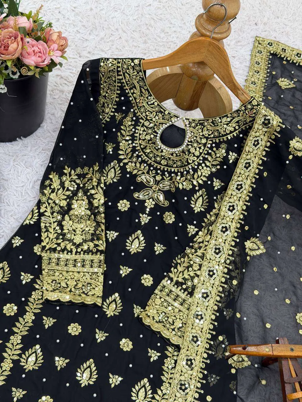 SRK 5214 Georgette Heavy Embroidered Designer Wedding Wear Suit - Image 8