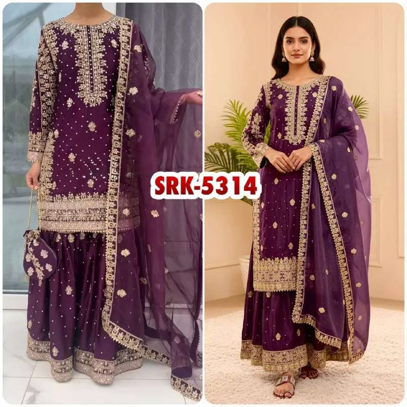 SRK 5314 Silk Sequence Embroidered Designer Suit for Festive & Party Wear - Image 2