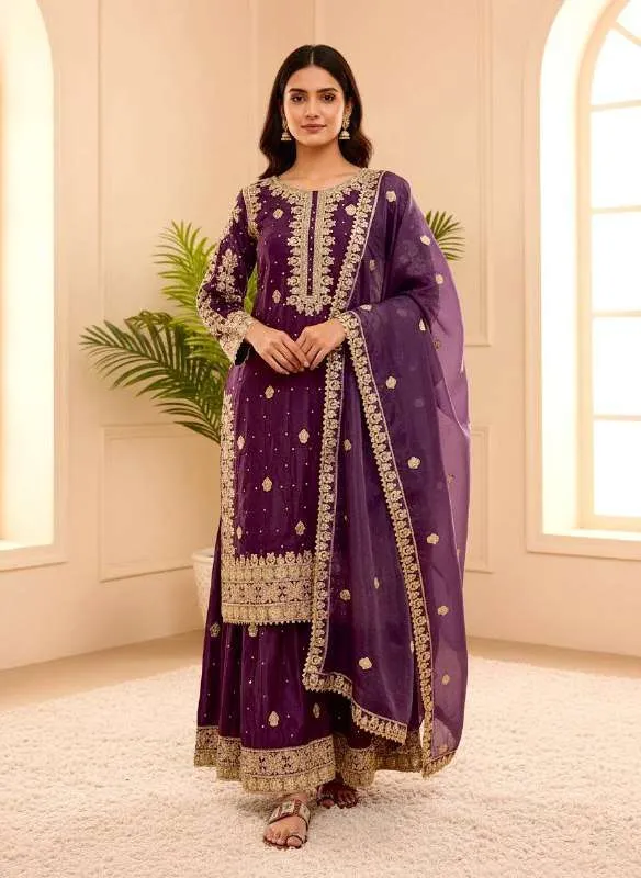 SRK 5314 Silk Sequence Embroidered Designer Suit for Festive & Party Wear - Image 4