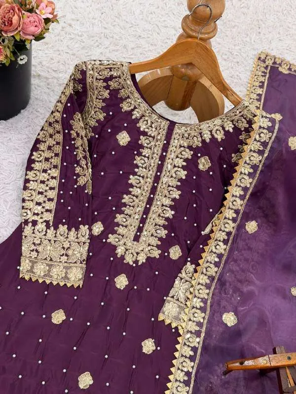 SRK 5314 Silk Sequence Embroidered Designer Suit for Festive & Party Wear - Image 5